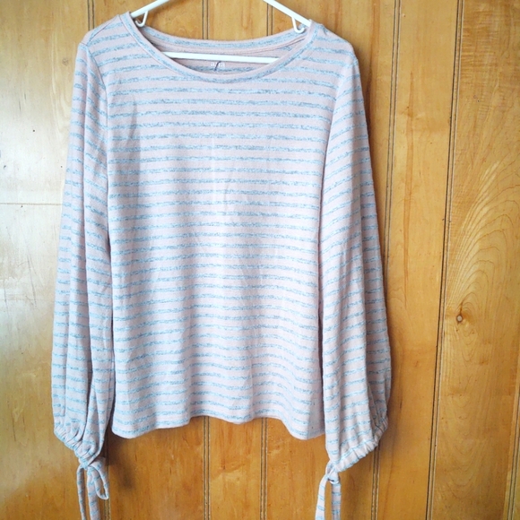 Ana a new approach women's long sleeve striped pink pale sweater size L - Picture 1 of 9